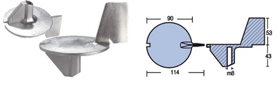 Anodo a Pinna Serie Mercury 25 Hp America